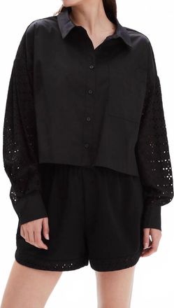 Chrldr Simone Button Up Top In Black