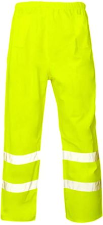 Generic Hi Vis Waterproof Over Trousers - High Visibility Reflective Safety Workwear Rain Pants with Elasticated Waist & Taped Seams - EN Class 1 - Outdoor Wo