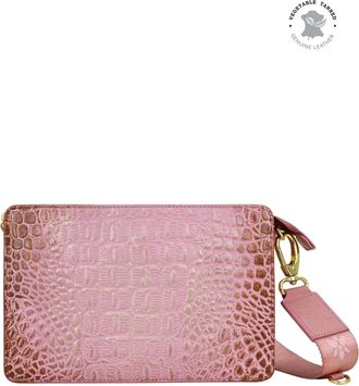 Anuschka 696-CRC-BGL Handbag Womens Blush Croc Embossed Crossbody Strap FROG522