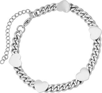 HMY Jewelry 18K Rose Gold Plated Stainless Steel Heart Bracelet in Metallic at Nordstrom Rack