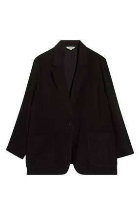 Max Studio Oversize Brushed Twill Blazer in Black at Nordstrom Rack, Size 2X