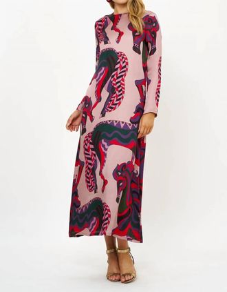 Oliphant Long Sleeve Shift Maxi Dress In Arabia Crimson