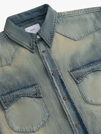 Rhude Dark Indigo Denim Western Shirt - Blue