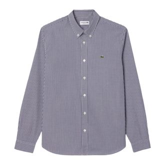 Lacoste Regular Fit Geruit Katoenen Overhemd - Heren - Casual Overhemden - Blauw - M - Katoen - Overhemden