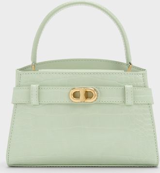 Charles & Keith Aubrielle Croc-Effect Top Handle Bag