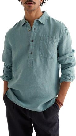 Seasalt Cornwall Artists Linen Popover Shirt in Enamel at Nordstrom, Size X-Large