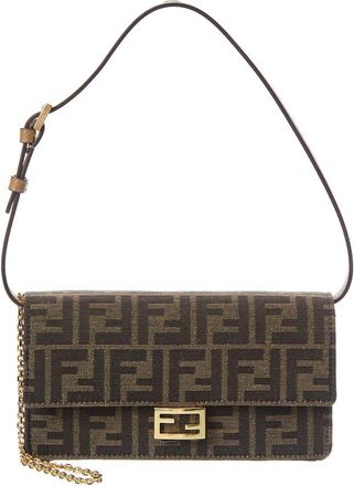 Fendi Fendi Baguette Ff Jacquard & Leather Wallet On Chain