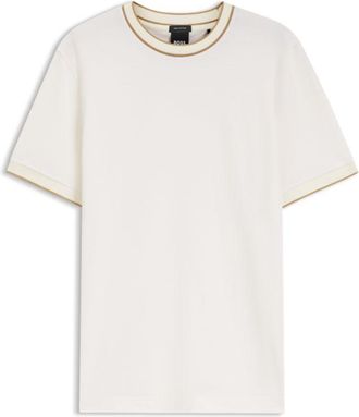 BOSS Regular-fit T-shirt in structured cotton with tipping details