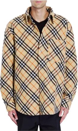 Burberry Overhemden, Heren, Beige, L, Wol, Vintage Check Wol Zomerjas