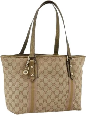 Gucci Pre-owned Tote Bags, female, Beige, Size: ONE SIZE Pre-owned Vintage GG Canvas Tote