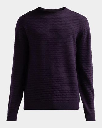 Giorgio Armani Geometric Textured Virgin Wool Crewneck Sweater