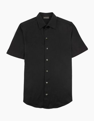Emporio Armani Mens Emporio Armani Camicia Short Sleeve Shirt Black 999 - Size: 40/Regular