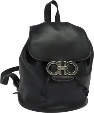 Ferragamo Pre-owned Backpacks, female, Black, Size: ONE SIZE Pre-owned Leather Backpack