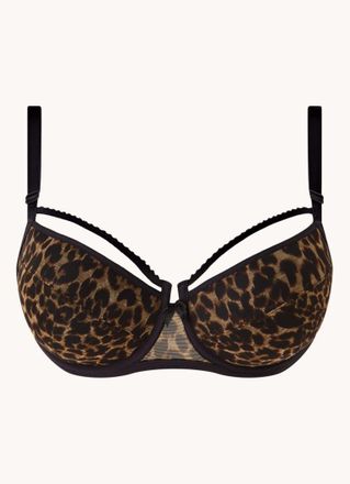 Marlies Dekkers Peekaboo plunge balconette bh van mesh met panterprint