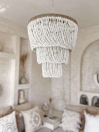 OEM L&aacute;mpara De Ara&ntilde;a Blanca Con Cuentas Indah 40x55