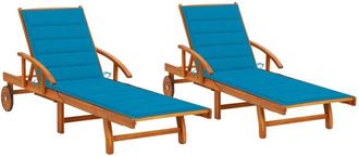 vidaXL Tumbonas Con Cojines 2 Unidades Madera Maciza De Acacia Vidaxl