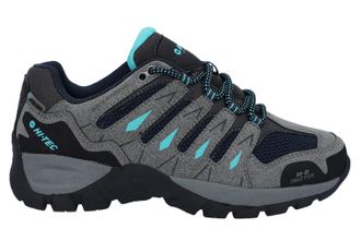 Hi-Tec Corzo Low Pu Suède Wandelschoenen Voor Dames In Cool Grey/Navy Blue/Curacao