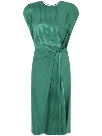 Versace Cocktail Dress Silk Viscose Rhombuses Jacquard