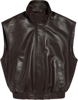 Balenciaga Brown Solid Mandarin Collar Jacket