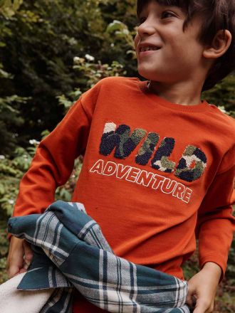 Vertbaudet T-shirt motif wild en bouclettes gar&ccedil;on rouille