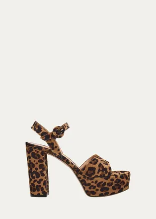 Gianvito Rossi 70mm Leopard Velvet Platform Sandals