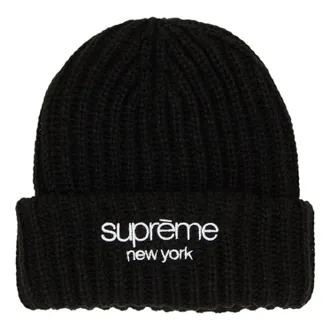 SUPREME Classic Logo Chunky Ribbed Beanie Black FW24BN65-BLACK