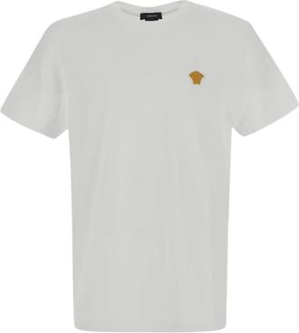 Versace Gouden Medusa Geborduurd T-shirt - Heren - T-shirts - Wit - XL - Katoen - Tops