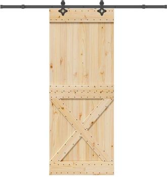 vidaXL Puerta Corredera Con Herrajes Madera Maciza De Pino 90x210 Cm Vidaxl
