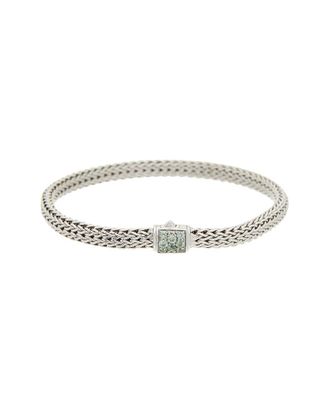 John Hardy Chain Silver Mixed Grey Sapphire Woven Bracelet