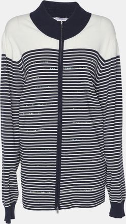 PERSONA Blue/white Stripe Stretch Knit Cardigan