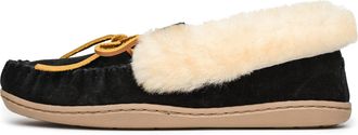 Minnetonka Womens Alpine Sheepskin Moccasin Black Suede Size 8