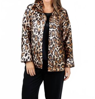 Caroline Rose Leopard Print Jacket In Multi/black