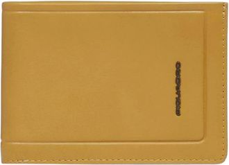 Piquadro Accessoires, Heren, Geel, ONE Size, Mens leather wallet with flip up ID window, coin, pocket credit card slots and Rfid protection