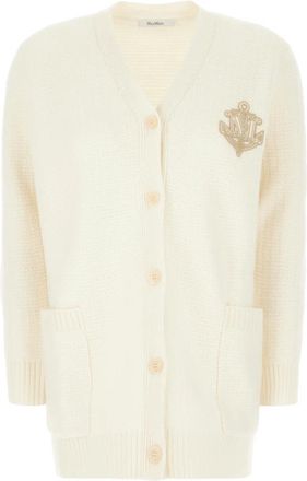 Max Mara Ravello Cardigan - Dames - Vesten - Wit - S - Wol - Truien & Vesten
