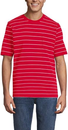 Lands End Super-T Short Sleeve T-Shirt with Pocket in Compass Red/white Stripe at Nordstrom, Size Xx-Large