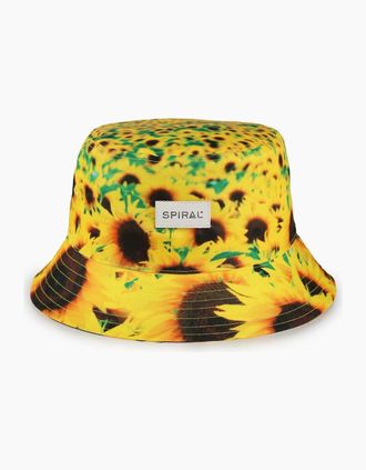 Spiral Womens Floral Patterned All Around Brim Bucket Hat - Yellow/Orange - Size: LADIES