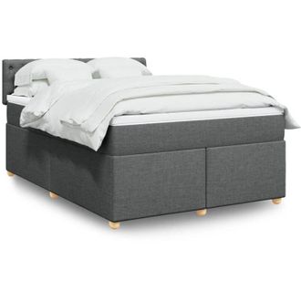 vidaXL Vidaxl - Cama Box Spring Con Colch&oacute;n Tela Gris Oscuro 160x200 Cm