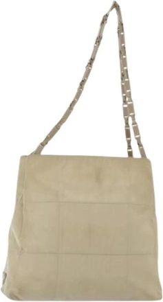 Prada Pre-owned Shoulder Bags, female, Beige, Size: ONE SIZE Pre-owned Nylon Shoulder Bag