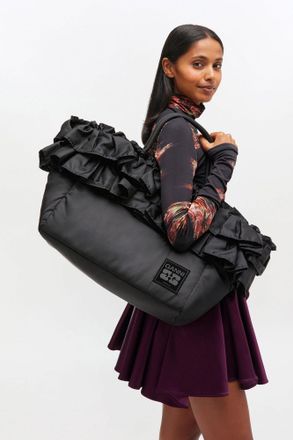 Ganni Black XXL Ruffle Tote