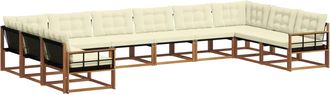vidaXL Conjunto De Sof&aacute;s De Exterior 10 Uds. Natural Y Crema Vidaxl