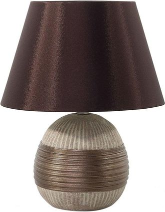Beliani Lámpara de mesa porcelana marrón
