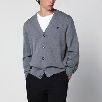 Ami Cardigan Ami de Coeur grigio in lana