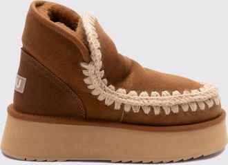 Mou Stivaletti Mini Eskimo Platform in suede con cuciture a uncinetto