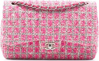 Chanel Pink Jumbo Classic Tweed Double Flap