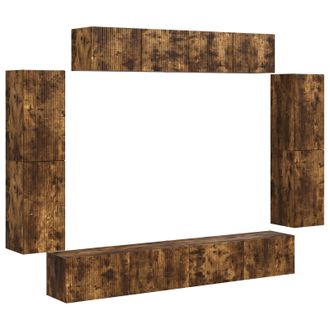 vidaXL Mueble De Tv 8 Pcs Roble Ahumado Vidaxl