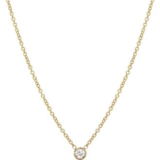 Zoe Lev Jewelry Small Bezel Diamond Solitaire Necklace in Yellow Gold at Nordstrom