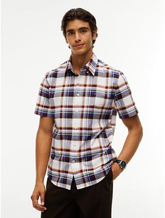 Tommy Hilfiger Mens Regular Fit Plaid Oxford Shirt - Optic White - XXL