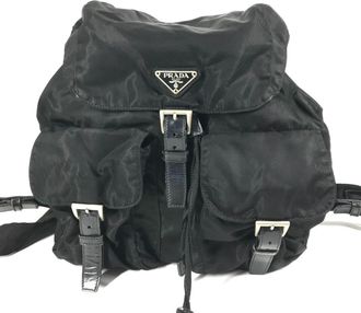 Prada Black Leather Nylon Backpack (Pre-Owned)
