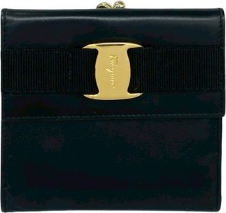 Ferragamo Black Leather Wallet (Tri-Fold) (Pre-Owned)