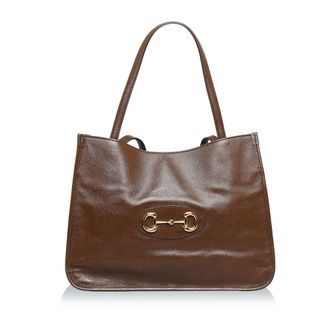 Gucci Pre-owned Womens Vintage Horsebit 1955 Tote Brown Calf Leather - One Size